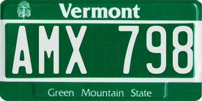 VT license plate AMX798