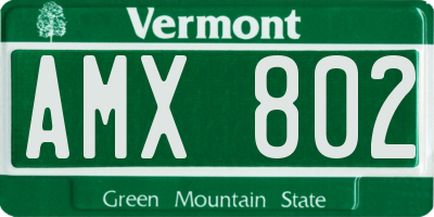 VT license plate AMX802