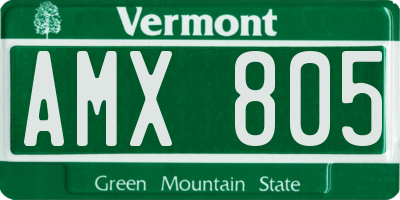 VT license plate AMX805