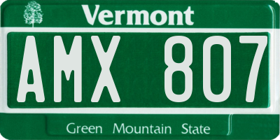 VT license plate AMX807