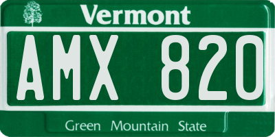 VT license plate AMX820