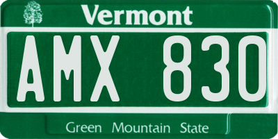 VT license plate AMX830