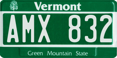 VT license plate AMX832