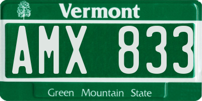 VT license plate AMX833