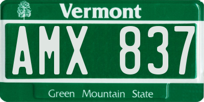 VT license plate AMX837