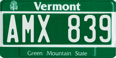 VT license plate AMX839