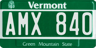VT license plate AMX840