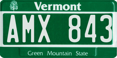 VT license plate AMX843