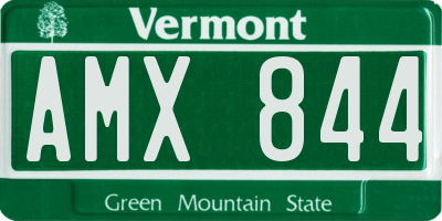 VT license plate AMX844