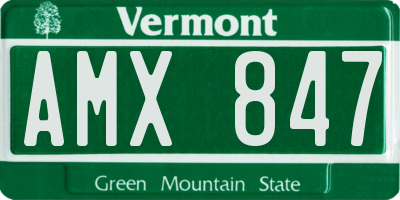 VT license plate AMX847