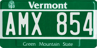 VT license plate AMX854
