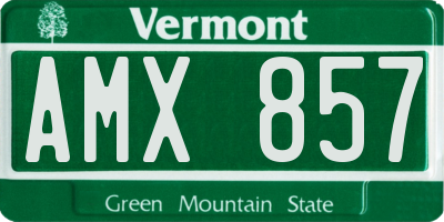 VT license plate AMX857
