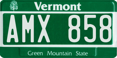 VT license plate AMX858
