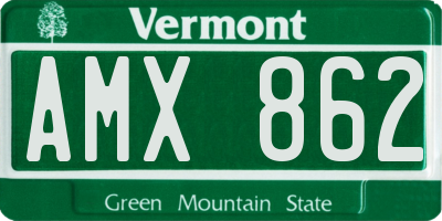 VT license plate AMX862
