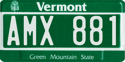 VT license plate AMX881