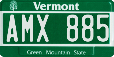 VT license plate AMX885