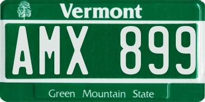 VT license plate AMX899