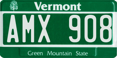 VT license plate AMX908