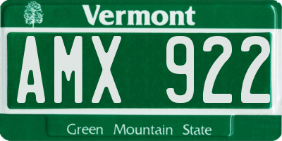 VT license plate AMX922