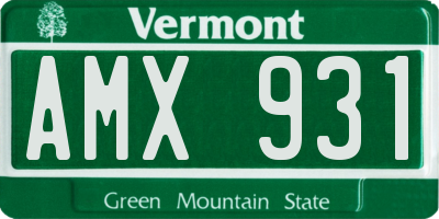VT license plate AMX931
