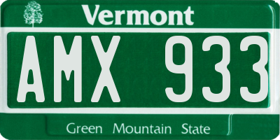 VT license plate AMX933
