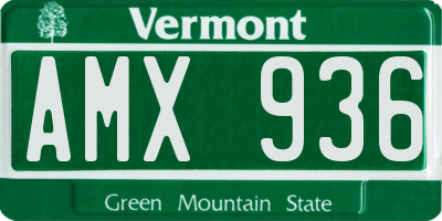 VT license plate AMX936