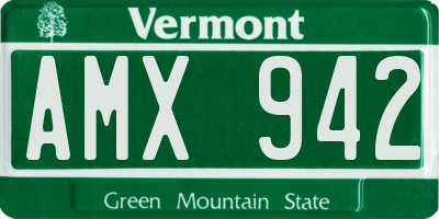 VT license plate AMX942