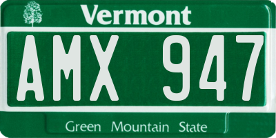 VT license plate AMX947