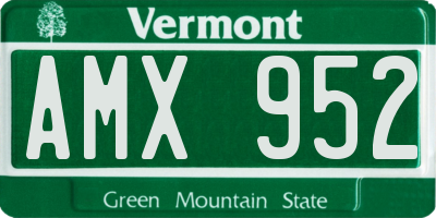 VT license plate AMX952
