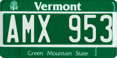 VT license plate AMX953
