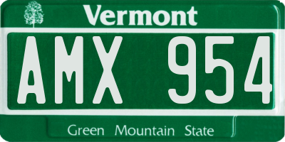 VT license plate AMX954