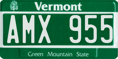 VT license plate AMX955