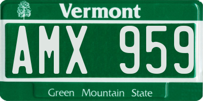 VT license plate AMX959