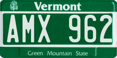 VT license plate AMX962
