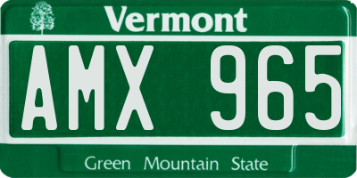 VT license plate AMX965