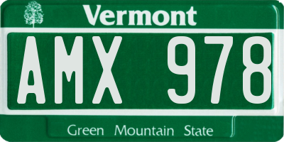 VT license plate AMX978
