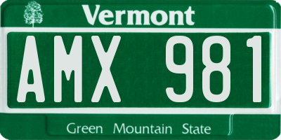 VT license plate AMX981