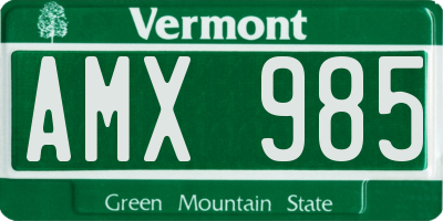 VT license plate AMX985