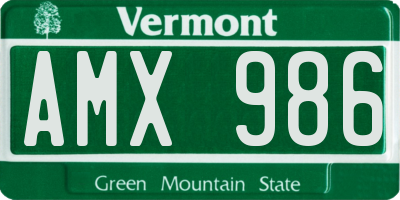 VT license plate AMX986