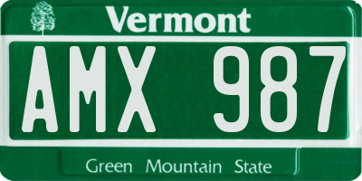 VT license plate AMX987