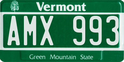 VT license plate AMX993