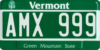 VT license plate AMX999