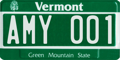 VT license plate AMY001