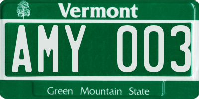 VT license plate AMY003