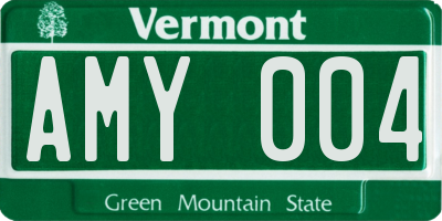 VT license plate AMY004