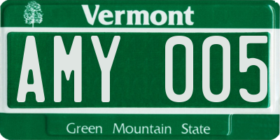 VT license plate AMY005