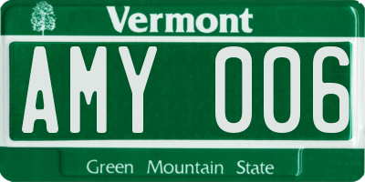 VT license plate AMY006