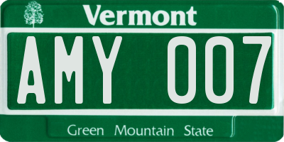 VT license plate AMY007