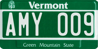 VT license plate AMY009