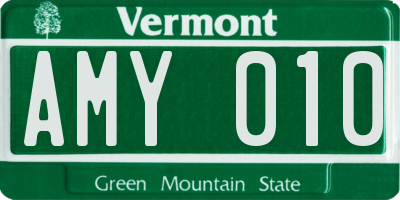 VT license plate AMY010
